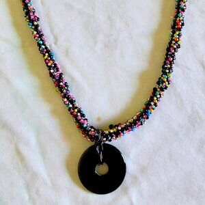 30" Necklace with Gemstone Donut Pendant and Magentic Clasp